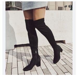 Marc Fisher black velvet over the knee boots ladies size 9 stretchy fabr…